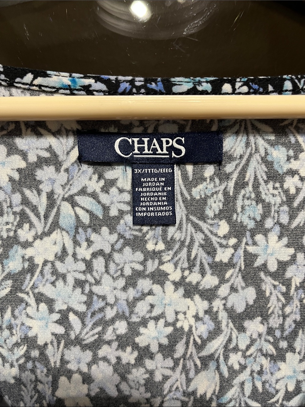 Chaps Blue Short-Sleeve V-Neck Floral Tee with Blue & White Accents - Picture 2 of 7